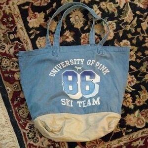 VICTORIAS SECRET PINK- Y2k University Of Pink Ski Team Canvas Bag